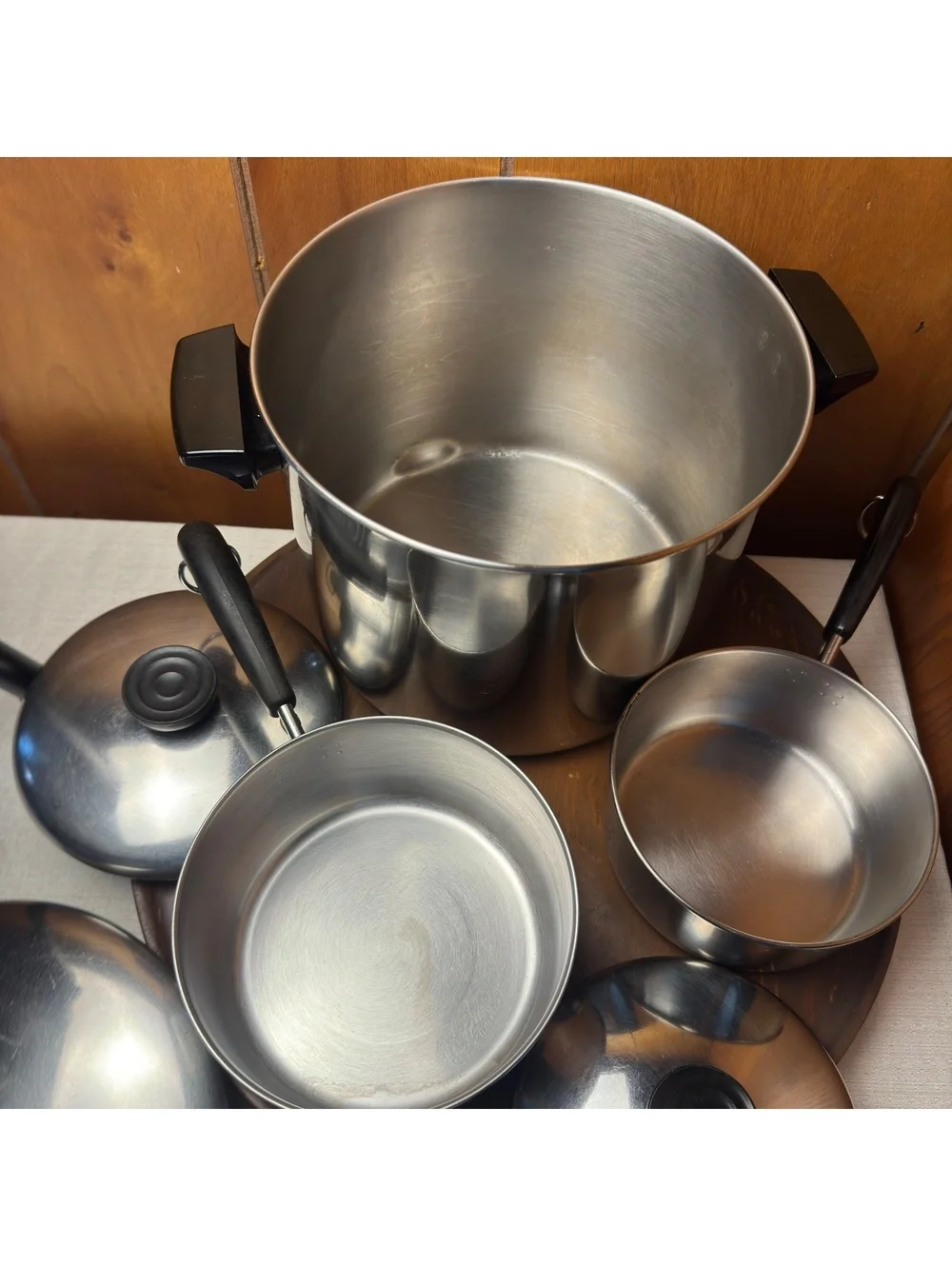 Vintage Revere Ware Stainless Steel Cookware Set 1 Qt 1.5 Qt 8 Qt Pots With Lids